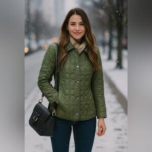 Womens Coach Signature Nylon Quilted Jacket Green Size S